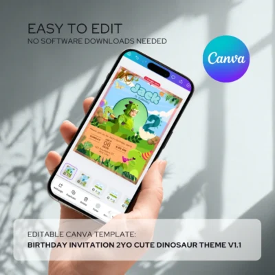 Kids Birthday Invite 2yo Cute Dinosaur Theme v1.1