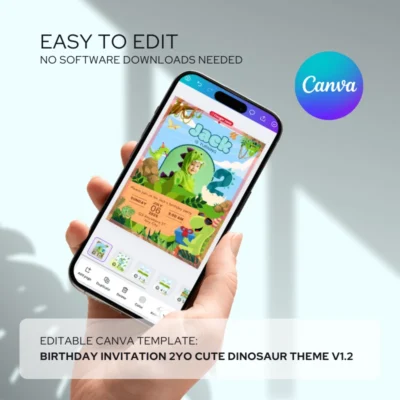 Kids Birthday Invite 2yo Cute Dinosaur Theme v1.1