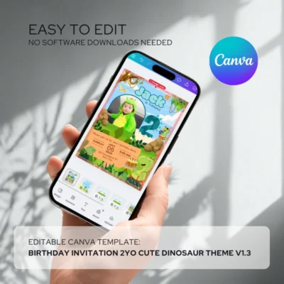 Kids Birthday Invite 2yo Cute Dinosaur Theme v1.3