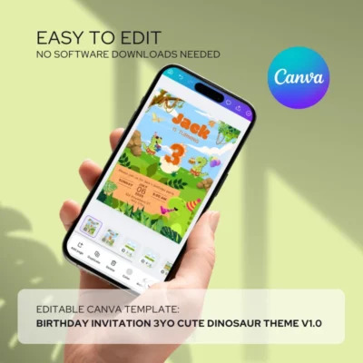 Kids Birthday Invite 3yo Cute Dinosaur Theme v1.0