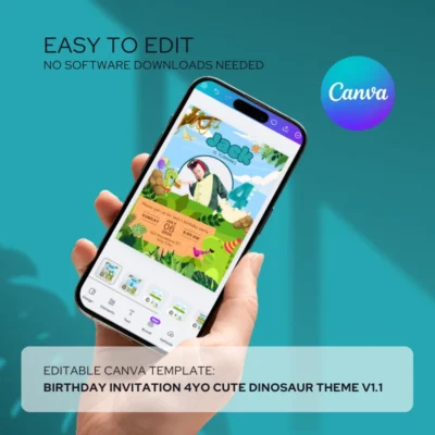 Kids Birthday Invite 4yo Cute Dinosaur Theme v1.1