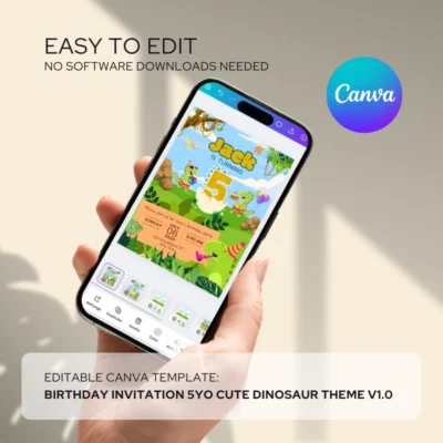 Kids Birthday Invite 5yo Cute Dinosaur Theme v1.0
