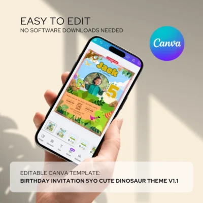 Kids Birthday Invite 5yo Cute Dinosaur Theme v1.1