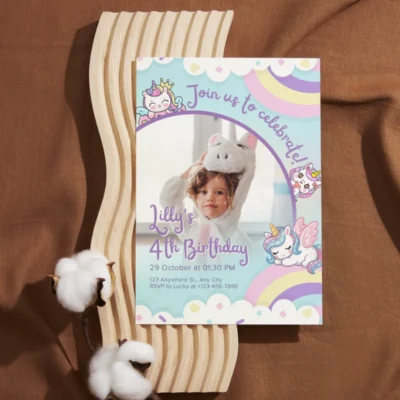 Kids Birthday Invite Unicorn Theme v3.0