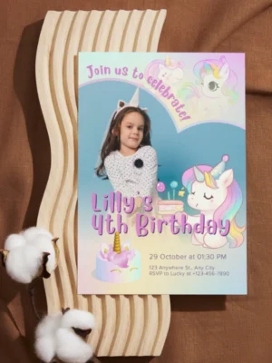Kids Birthday Invite Unicorn Theme v4.0