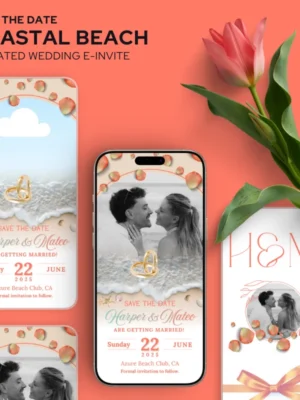 Save the Date Coastal Beach Wedding E-Invite v1.0