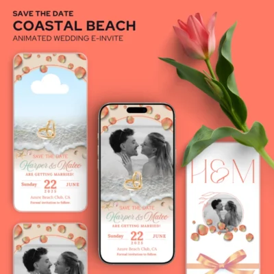 Save the Date Coastal Beach Wedding E-Invite v1.0