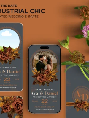 Save the Date Industrial Chic Wedding E-Invite v1.0