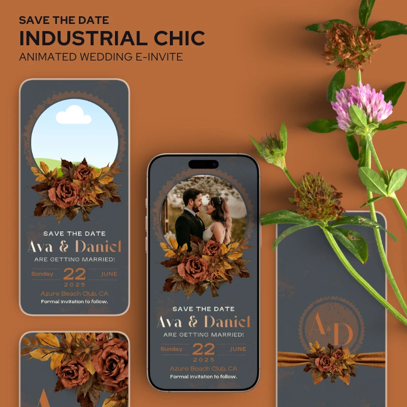 Save the Date Industrial Chic Wedding E-Invite v1.0