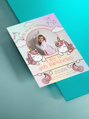 Kids Birthday Invite Unicorn Theme v2.0