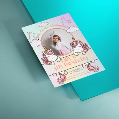 Kids Birthday Invite Unicorn Theme v2.0