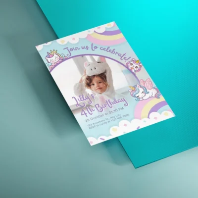Kids Birthday Invite Unicorn Theme v3.0