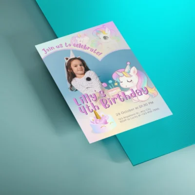 Kids Birthday Invite Unicorn Theme v4.0
