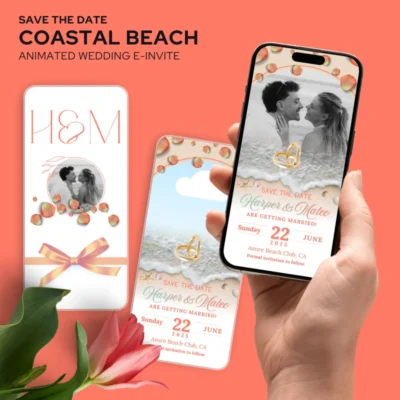 Save the Date Coastal Beach Wedding E-Invite v1.0