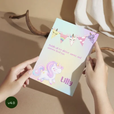 Kids Birthday Invite Unicorn Theme v4.0