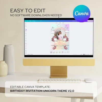 Kids Birthday Invite Unicorn Theme v2.0