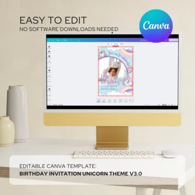Kids Birthday Invite Unicorn Theme v3.0