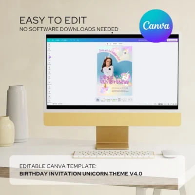 Kids Birthday Invite Unicorn Theme v4.0
