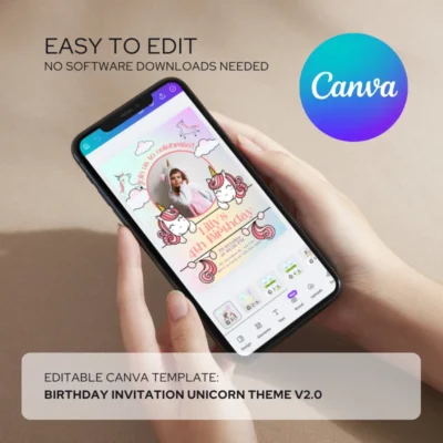 Kids Birthday Invite Unicorn Theme v2.0