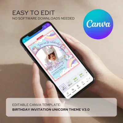 Kids Birthday Invite Unicorn Theme v3.0