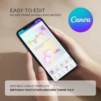 Kids Birthday Invite Unicorn Theme v4.0