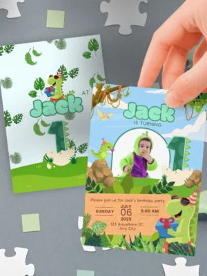 Kids Birthday Invite 1yo Cute Dinosaur Theme v1.2
