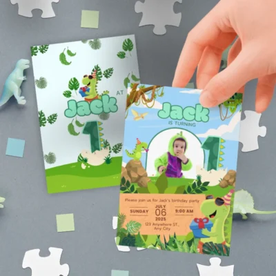 Kids Birthday Invite 1yo Cute Dinosaur Theme v1.2