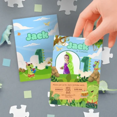 Kids Birthday Invite 1yo Cute Dinosaur Theme v1.3