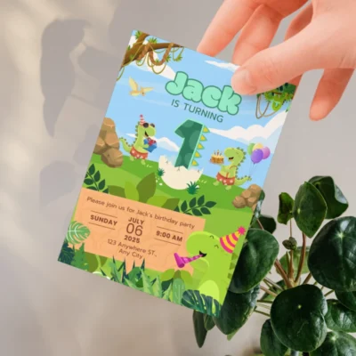 Kids Birthday Invite 1yo Cute Dinosaur Theme v1.0
