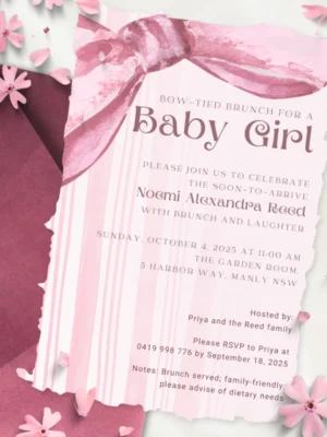 Baby Shower Invitation Pink Bow Theme v1.0