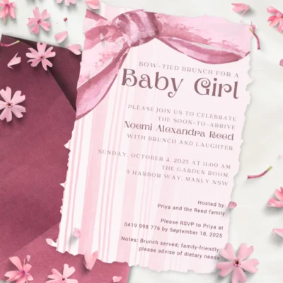 Baby Shower Invitation Pink Bow Theme v1.0