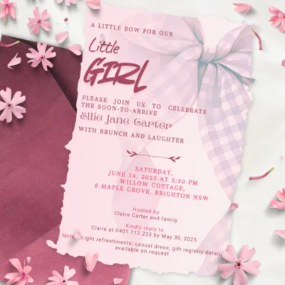 Baby Shower Invitation Pink Bow Theme v2.0