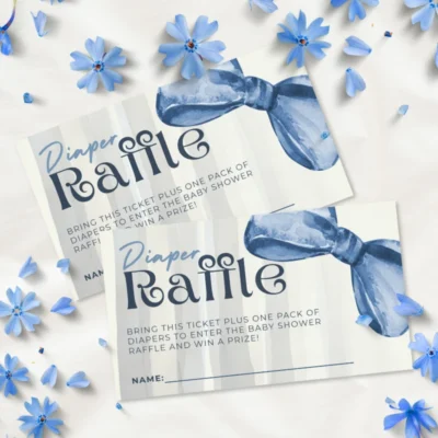 Baby Shower Raffle Template Blue Bow Theme v1.0
