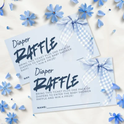 Baby Shower Raffle Template Blue Bow Theme v2.0