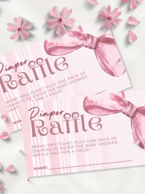 Baby Shower Raffle Template Pink Bow Theme v1.0