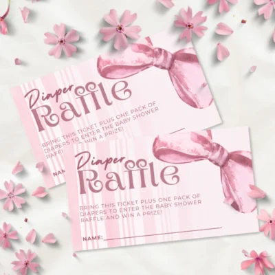 Baby Shower Raffle Template Pink Bow Theme v1.0