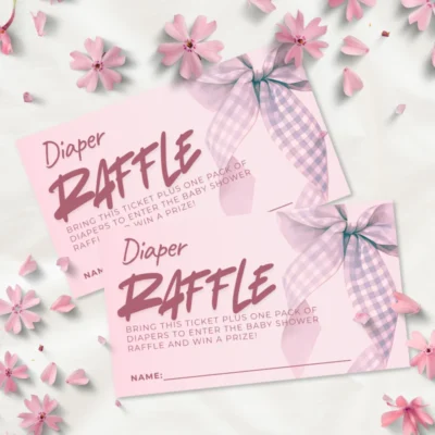 Baby Shower Raffle Template Pink Bow Theme v2.0
