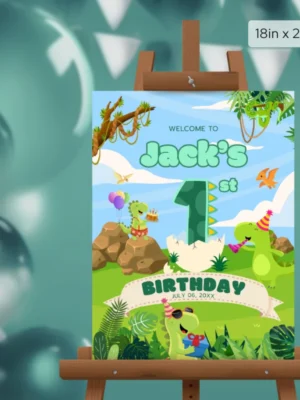 Birthday Welcome Sign 1yo Cute Dinosaur Theme v1.0
