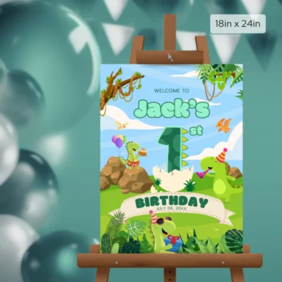 Birthday Welcome Sign 1yo Cute Dinosaur Theme v1.0