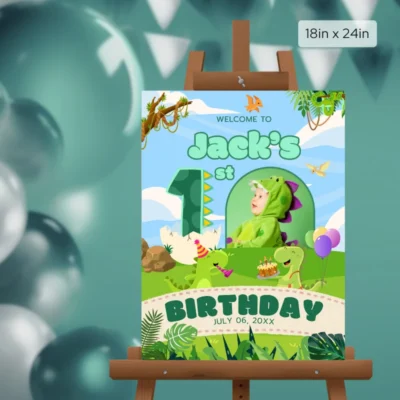 Birthday Welcome Sign 1yo Cute Dinosaur Theme v1.1