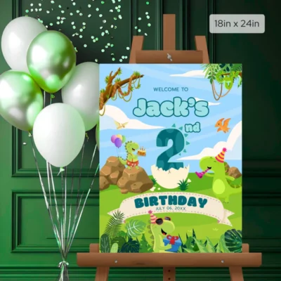 Birthday Welcome Sign 2yo Cute Dinosaur Theme v1.0