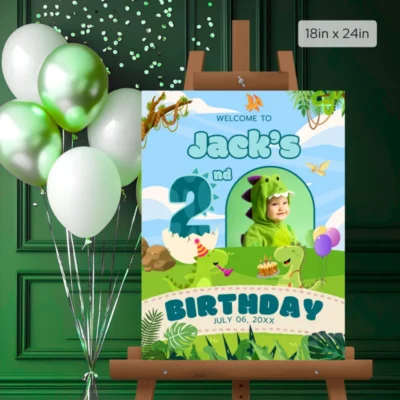 Birthday Welcome Sign 2yo Cute Dinosaur Theme v1.1