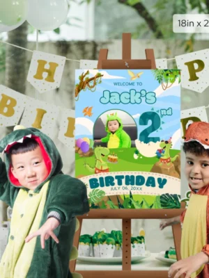Birthday Welcome Sign 2yo Cute Dinosaur Theme v1.3
