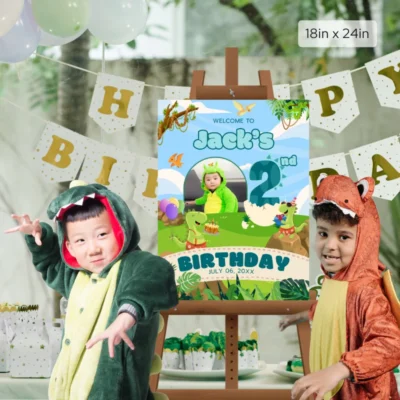 Birthday Welcome Sign 2yo Cute Dinosaur Theme v1.3