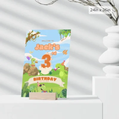 Birthday Welcome Sign 3Yo Cute Dinosaur Theme v1.0