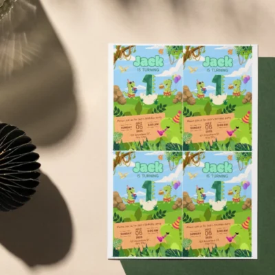 Kids Birthday Invite 1yo Cute Dinosaur Theme v1.0