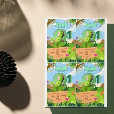 Kids Birthday Invite 1yo Cute Dinosaur Theme v1.1