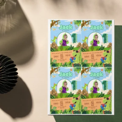 Kids Birthday Invite 1yo Cute Dinosaur Theme v1.2