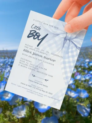 Baby Shower Invitation Blue Bow Theme v2.0