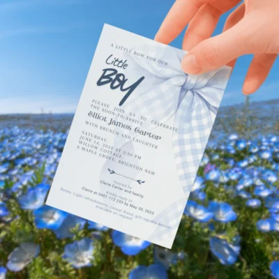 Baby Shower Invitation Blue Bow Theme v2.0